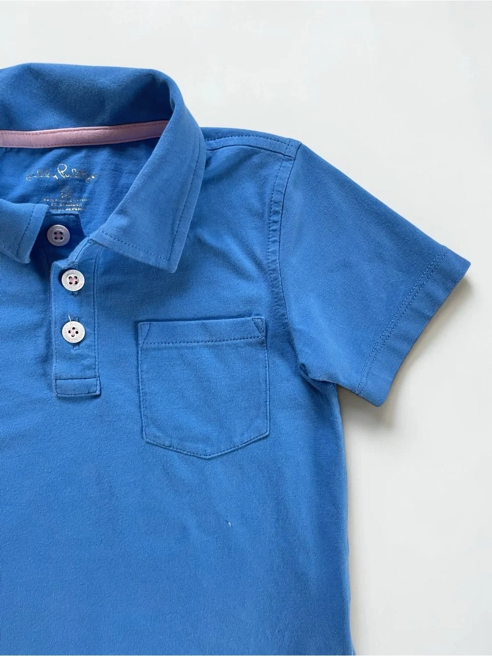 LILLY PULITZER VGUC Cornflower Blue Pima Cotton Pocket Polo Shirt